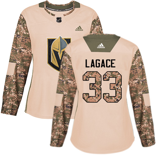 Adidas Golden Knights #33 Maxime Lagace Camo Authentic Veterans Day Women's Stitched NHL Jersey